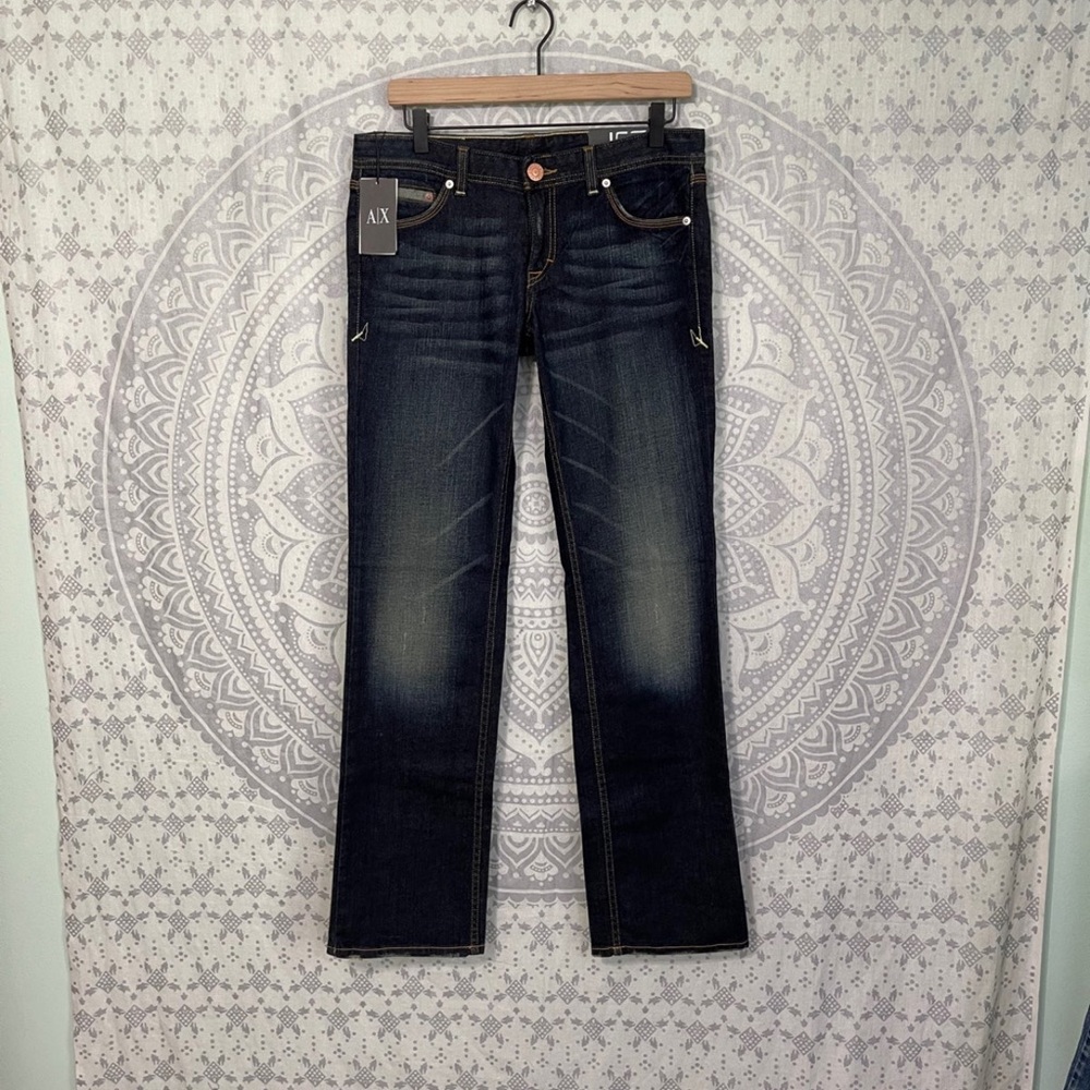 Nwt $125 Armani Exchange Vintage Y2K J57 Ultra Low Rise Jeans Straight Leg 8 R